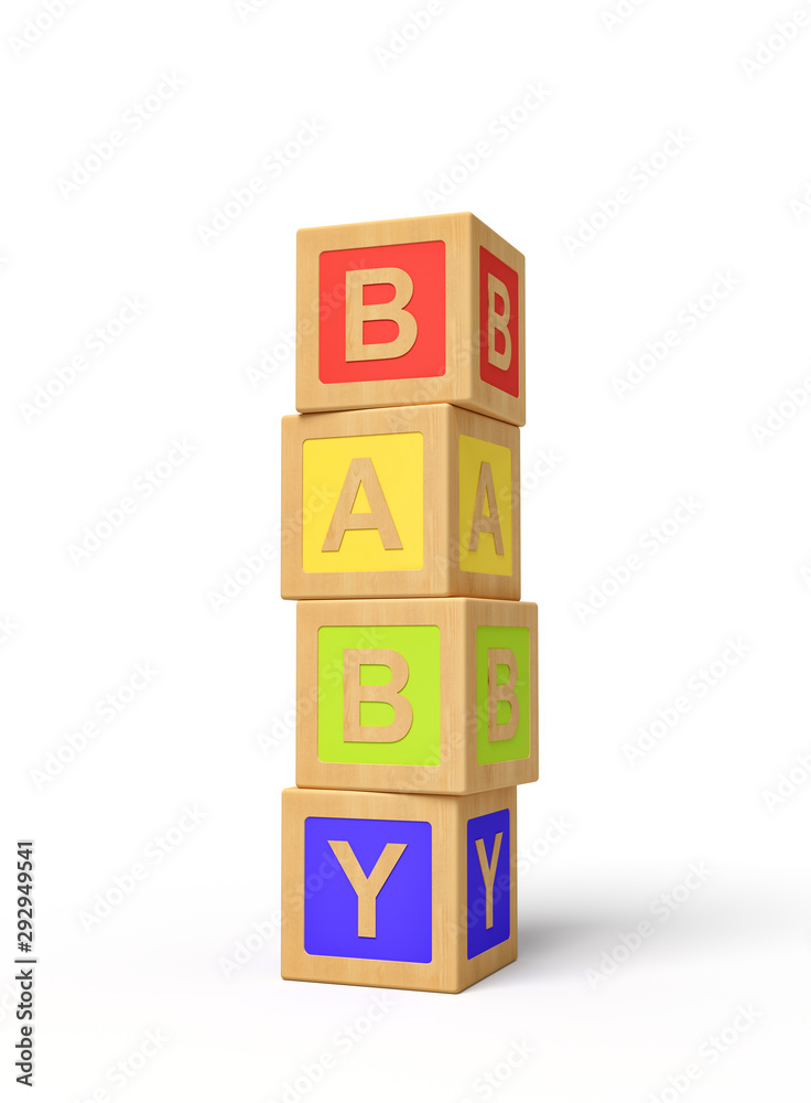 3d rendering of alphabet toy blocks, word 'BABY' 3d rendering of alphabet toy blocks, word 'BABY'