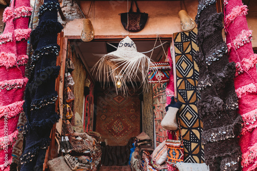 Outside carpet shop in Marrakesh, Morocco