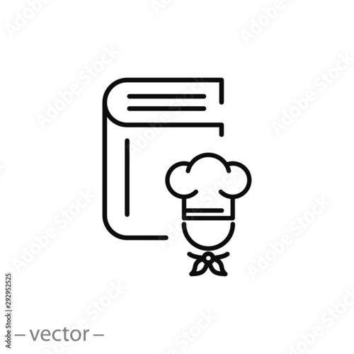cookbook icon, cookery book, recipe thin line symbol on white background - editable stroke vector illustration eps 10