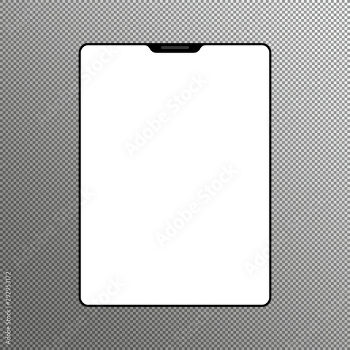 Vertical black pad concept with empty screen for presentation, print and web. Vector quality illustration.