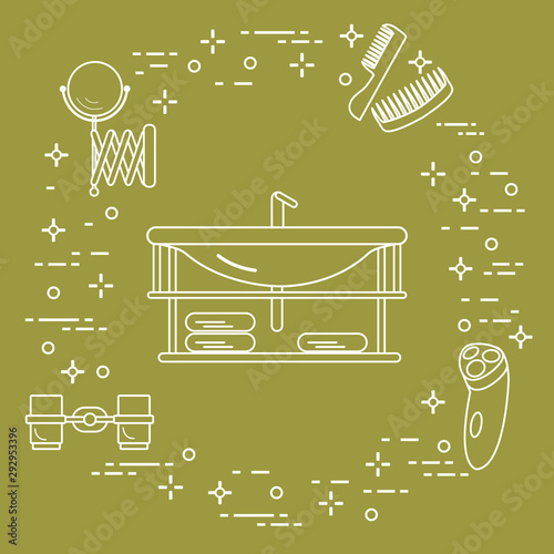 Bathroom: washbasin, razor, mirror and other.