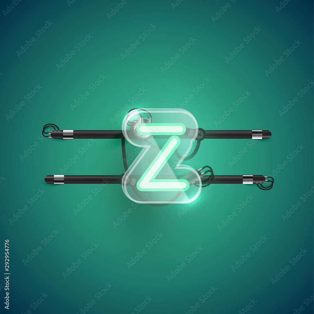 Realistic neon Z character with plastic case around, vector illustration Realistic neon Z character with plastic case around, vector illustration
