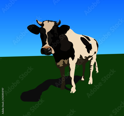 cow on landscape vector illustration