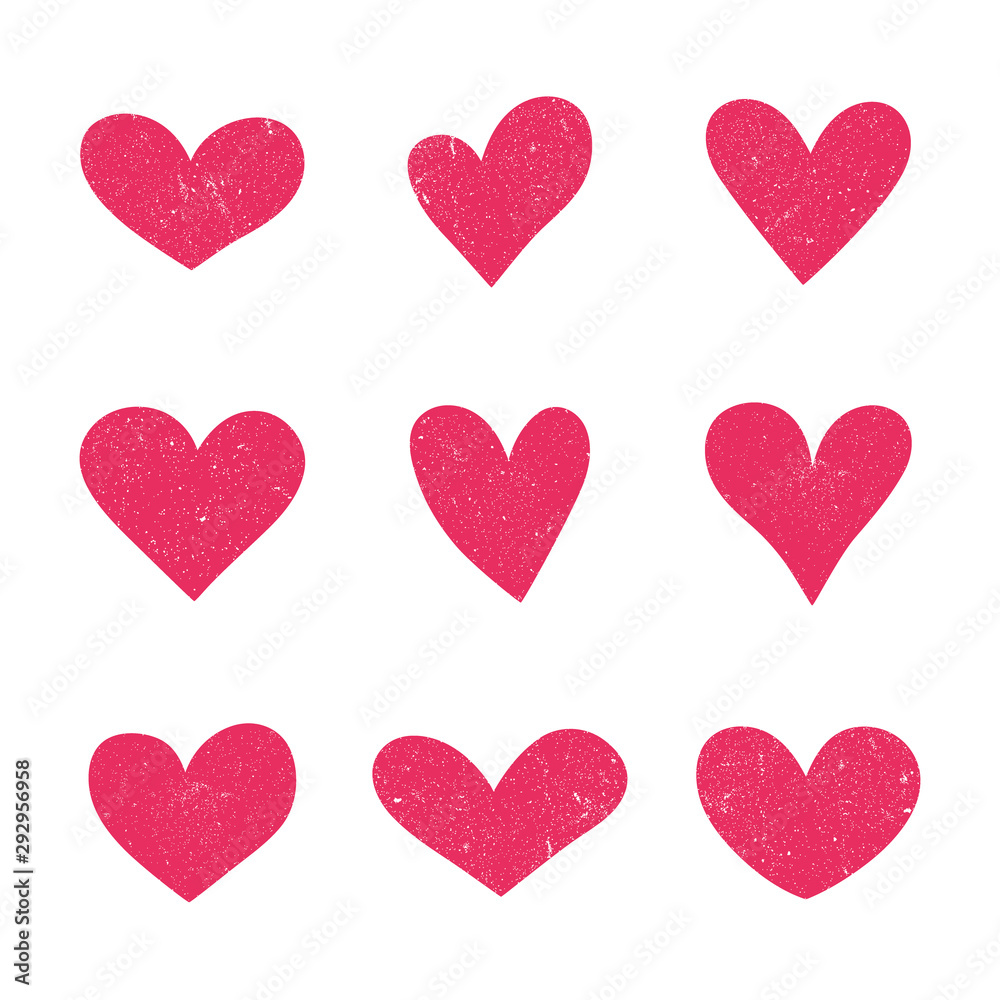 Hand drawn heart icons set isolated on white background. For poster, wallpaper and Valentine's day. Collection of hearts, creative art