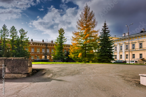 Autumn scene in a city park on a sunny day. Nizhny Tagil, Sverdlovsk region, Russia. photo