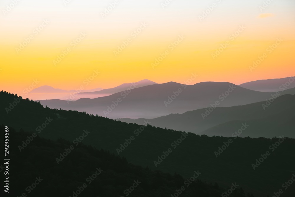 sunset in mountains