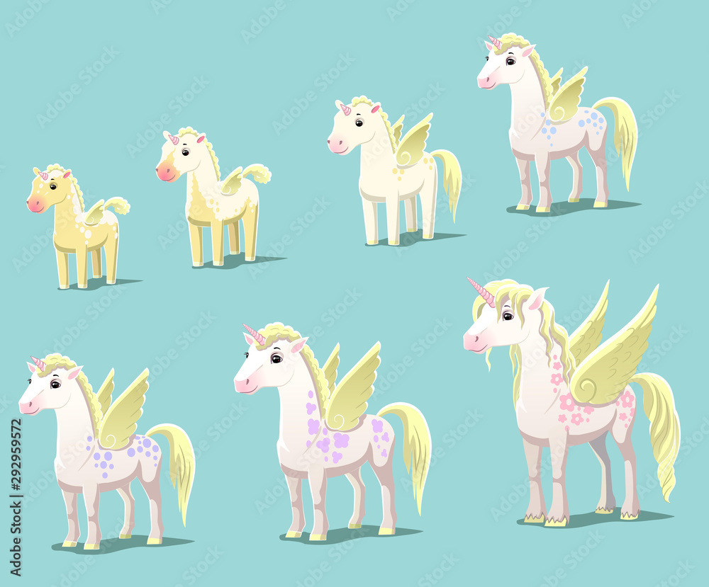Unicorns of different ages, vector Unicorns of different ages, vector
