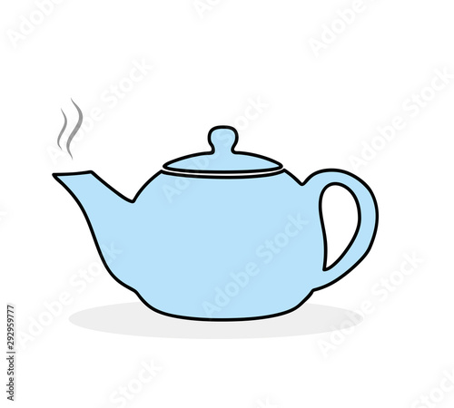Tea pot vector icon illustration vector. Blue teapot isolated on a white background.