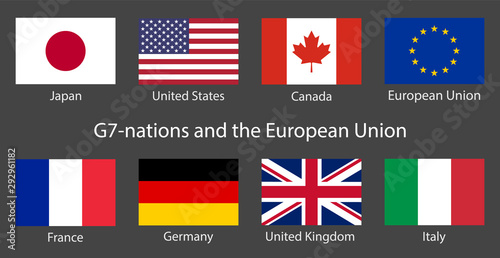 Great world leaders G7-nations Group of Seven intergovernmental economic organization flags