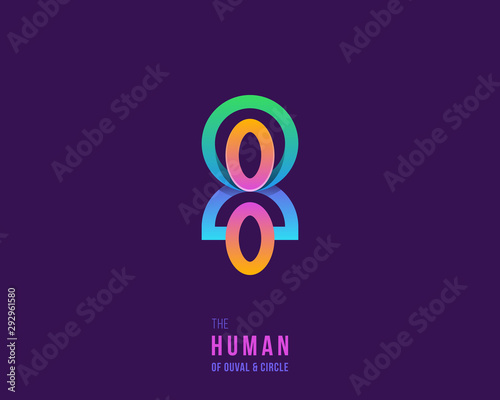 Creative people combination with gradient color logo design concept. Simple face people. Abstract people combination logo design template. photo