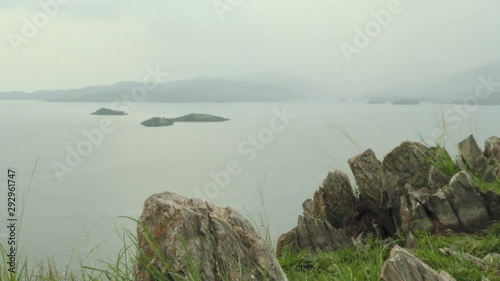 Beautiful landscape view over lake Kivu in Africa Rwanda photo