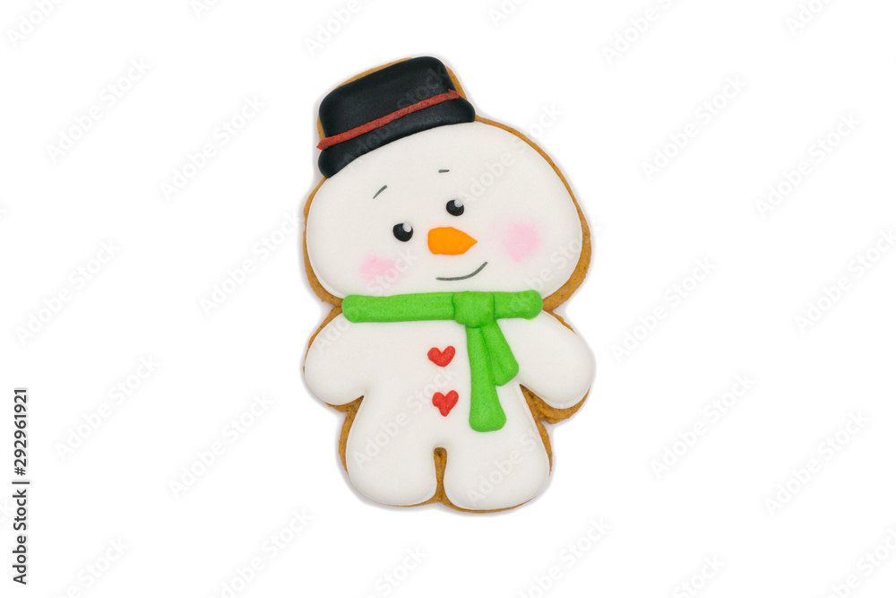 gingerbread cookie funny snowman in a black bowler hat gingerbread cookie funny snowman in a black bowler hat