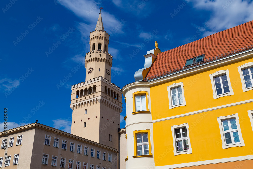 Medieval european architecture. View on Opole Town Hall. Poland