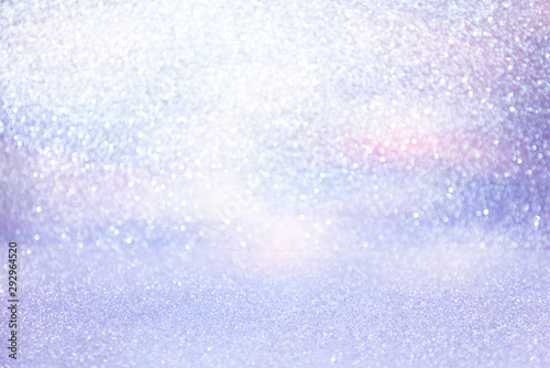 pastel purple glittering Christmas lights. Blurred abstract holiday background