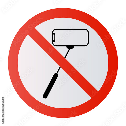 No Ban Stop sign No selfie sticks No photos No camera Vector mobile phone photography smartphone forbidden sign symbol icon monopod selfie prohibited Beware hand hold sticks circle shape Caution signs