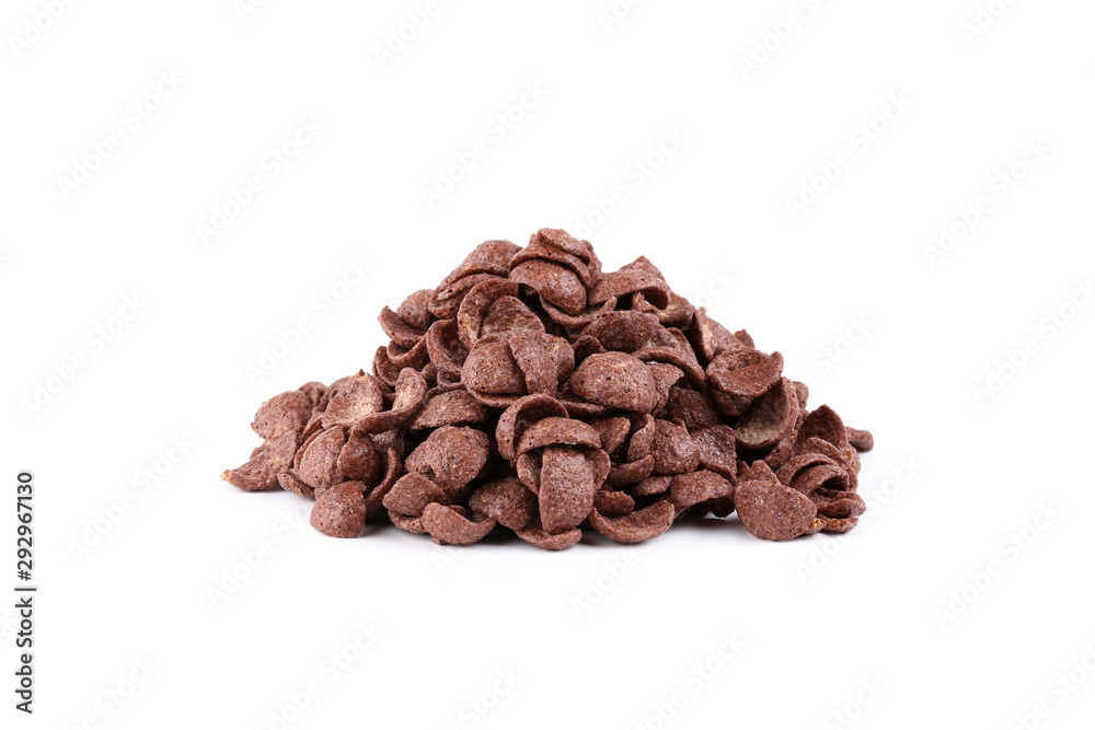 Chocolate corn flakes isolated on white background Chocolate corn flakes isolated on white background