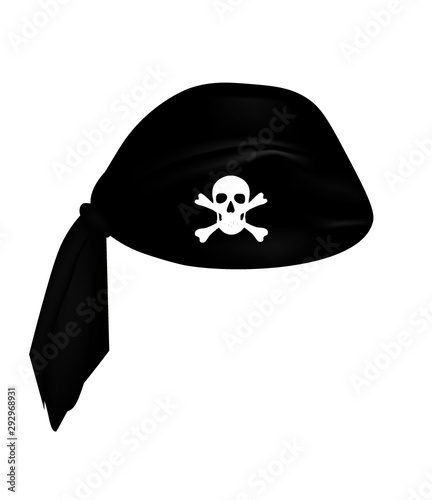 Black pirate hat wit skull. vector illustration