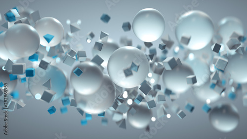 White and blue geometric sh...