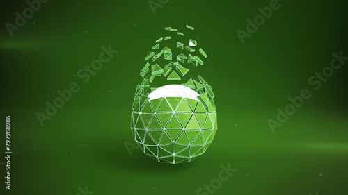 Green platonic ball with fl...