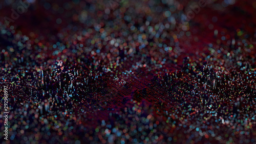 Array of colorful particles AI or big data concept 3D render