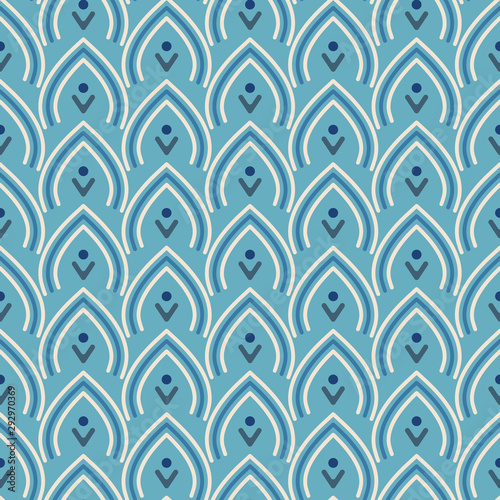 Seamless blue colored fish pattern, fish scale background vector illustration