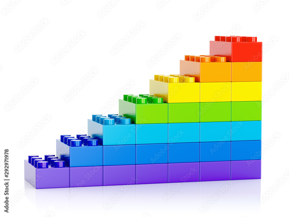 Fototapeta premium Colorful plastic building toy blocks graph shape