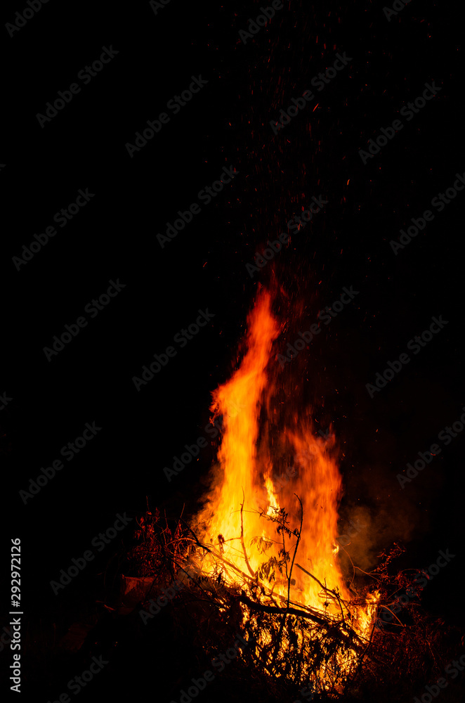 Night campfire with available space at left side. Night campfire with available space at left side.