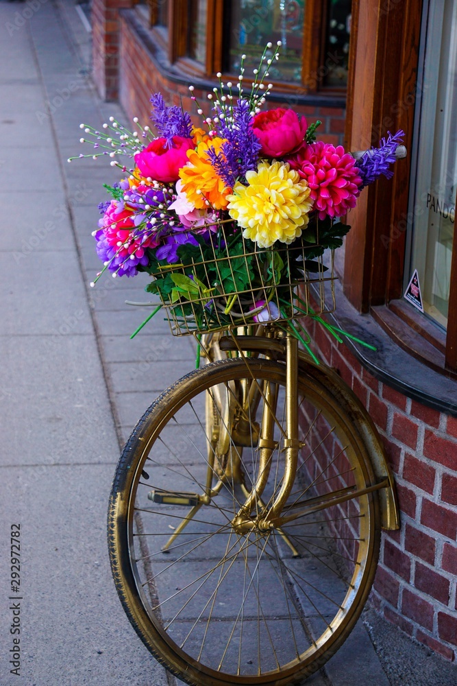 Bike with Basket of Flowers