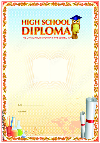 Fotografie High school diploma template