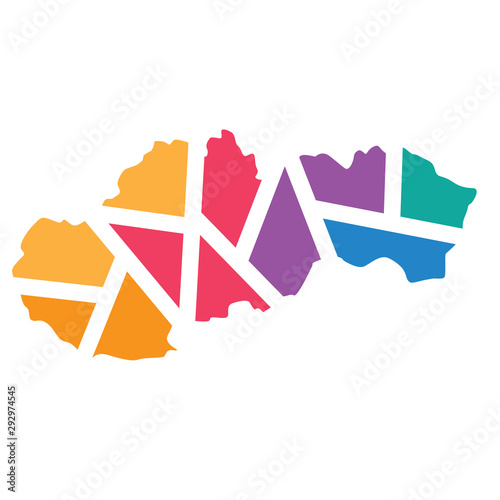 Fotografia, Obraz colorful geometric Slovakia map- vector illustration