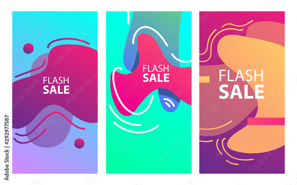 Dynamic modern fluid mobile for sale banners. Sale banner template design, Super sale special offer set.Vector illustration