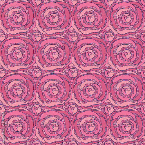 Roses seamless pattern. Repeat floral background. Floral pattern for textile design. Rose flowers print.