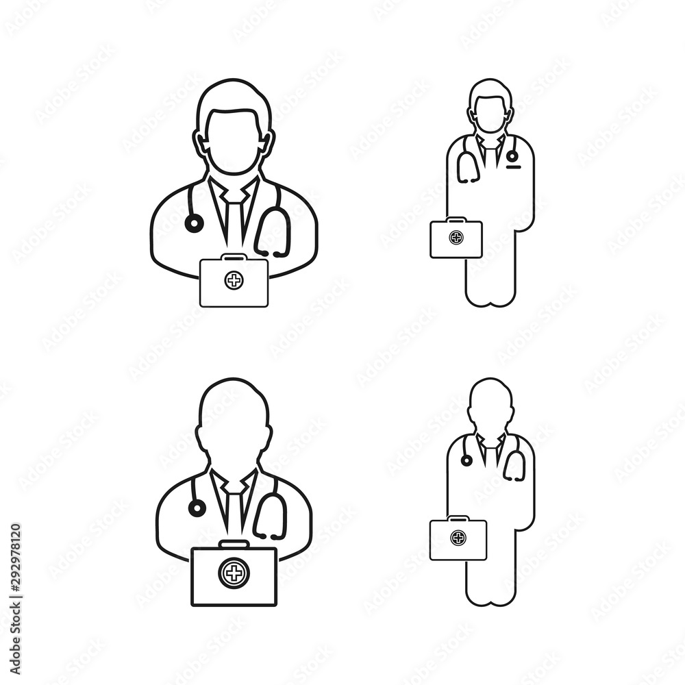 Doctor on duty line icon set. Vector EPS. Doctor on duty line icon set. Vector EPS.