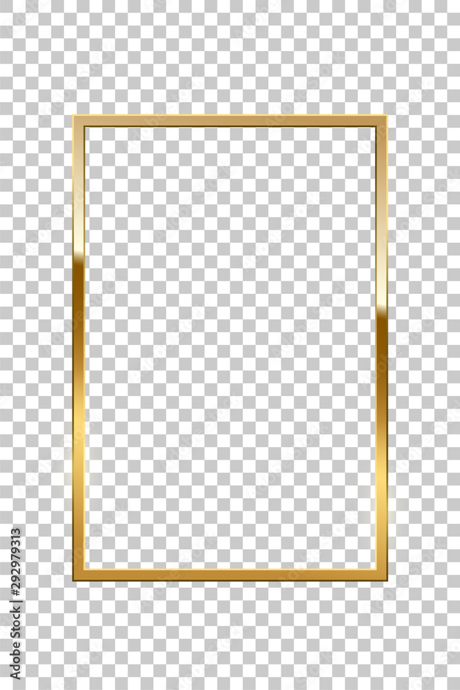 Fototapeta Błyszczący iskrzasty złoty prostokąt na przejrzystej tło wektoru ilustraci
