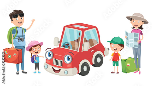 Family Planning To Go Holiday With Funny Car
