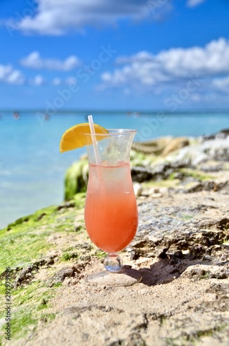tropical cocktail on the beach photo