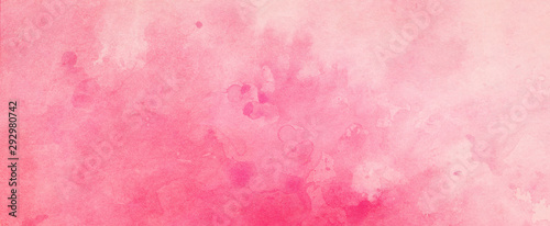 Pink watercolor background painting with abstract fringe and bleed paint drips and drops, painted paper texture design photo
