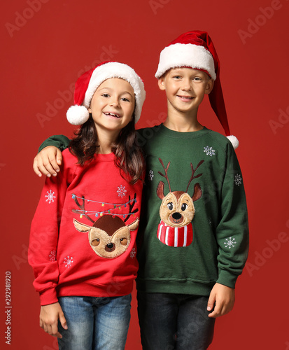 Cute children in Christmas ...