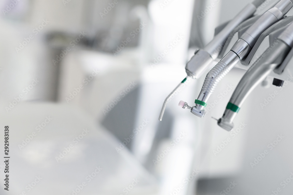 Close up of dental drills using at modern dental office Close up of dental drills using at modern dental office