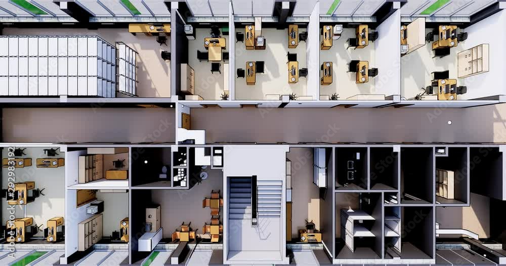 Visualization of office space on the floor in a business center