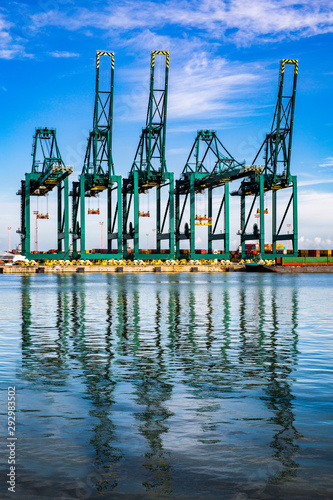 Port of Antwerp,Belgium-9june-2019: cranes in Deurganckdock photo