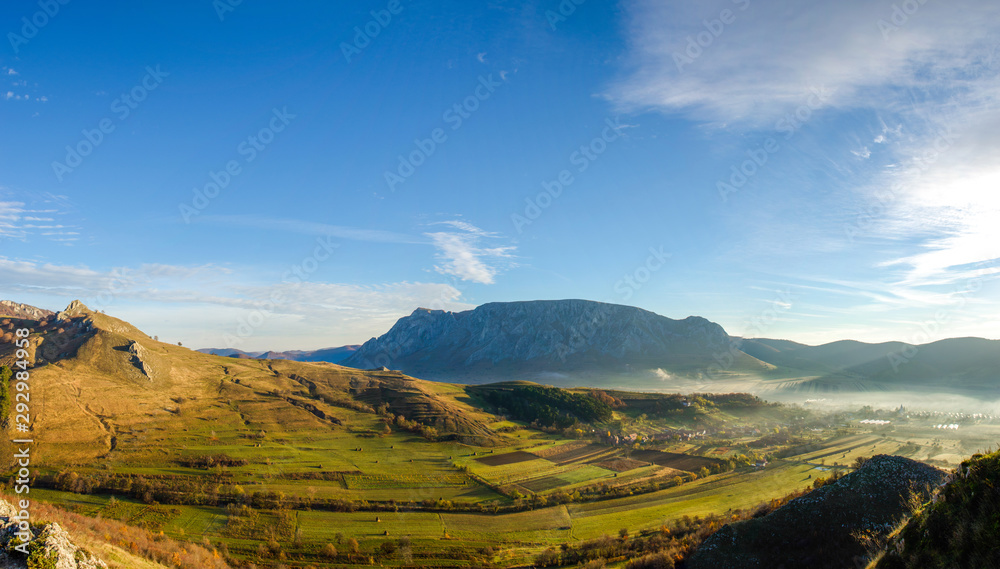 Sunny morning at Piatra Secuiului (Szekelyko) in Trascau Mountains, Transylvania, Romania