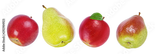 Fototapeta Naklejka Na Ścianę i Meble -  apples and pear isolated on white background