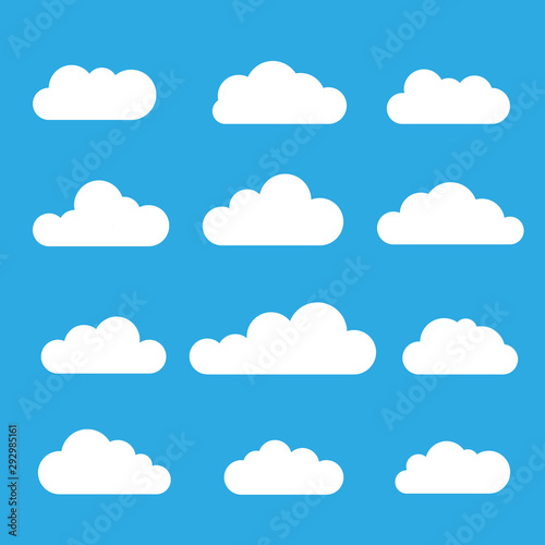 White clouds on a blue background - stock vector.