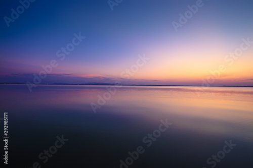 Sunset in the Amazon Rainforest River Basin stock photo