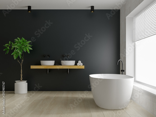 Interior modern bathroom 3D rendering