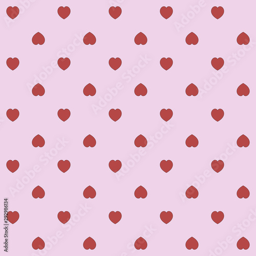 Seamless pattern of hearts on a pink background for fabric or wallpaper