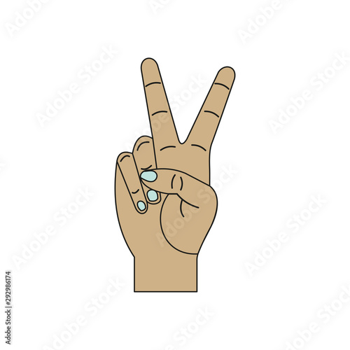 Pop art hand victory vector...