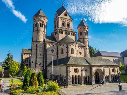 Maria Laach Abbey, a Benedictine abbey on the southwestern shore of the Laacher See, Lake Laach near Andernach, Eifel region, Rhineland-Palatinate Germany photo