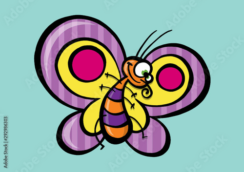 Borboleta colorida com listras